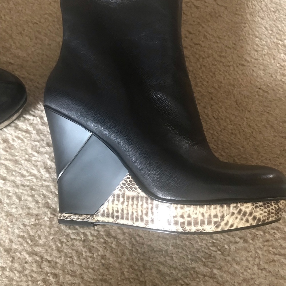Leather wedge boots